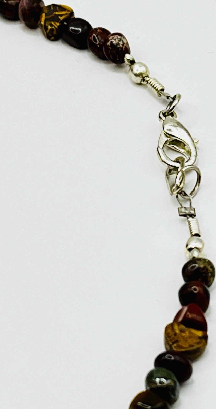 Handmade Beaded Necklace Glass Beads Blue Turquoise Stones, Orange, Green 14 in.