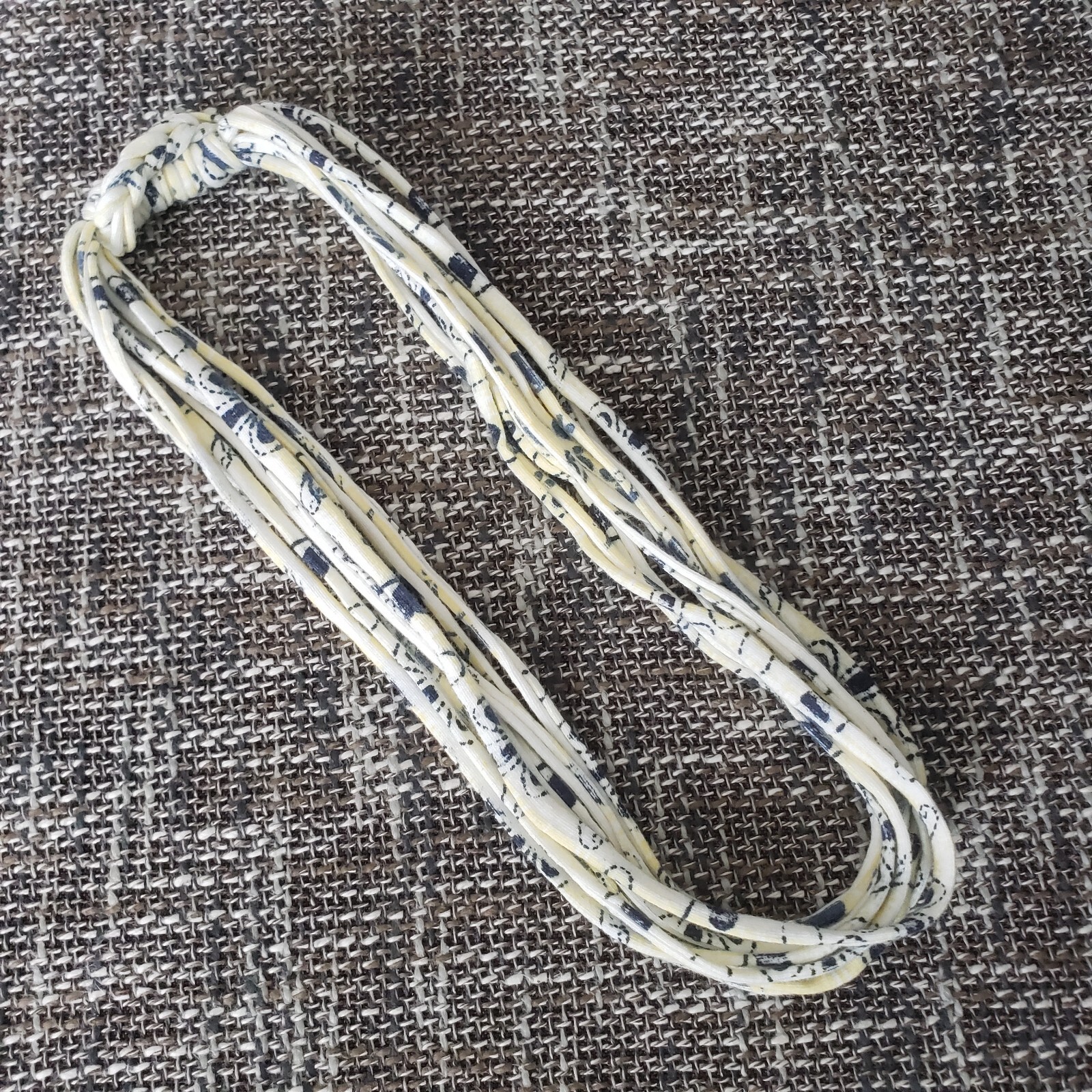 SALE Yellow & Blue Recycled Tshirt Necklace, handmade upcycled fabric necklace