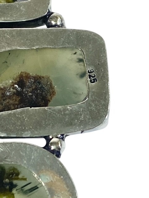 Prehnite Cabochon 3 Gemstone Ethnic Handmade Pendant 925 Silver 17.9 g 2.88″