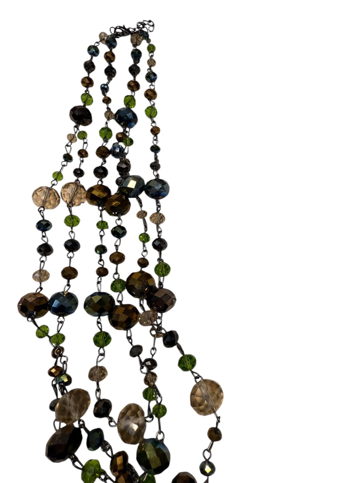 Multi Layered Handcrafted Necklace Gorgues Glass Shiney Coated Beads Wired