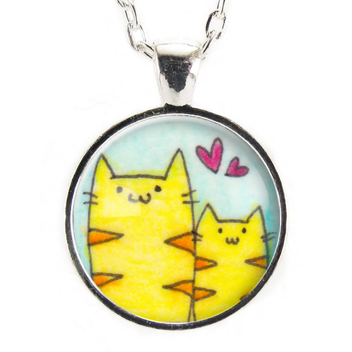 Mommy And Me Cat Necklace, New Mom Gift, Mommy Jewelry, Gift For Mom