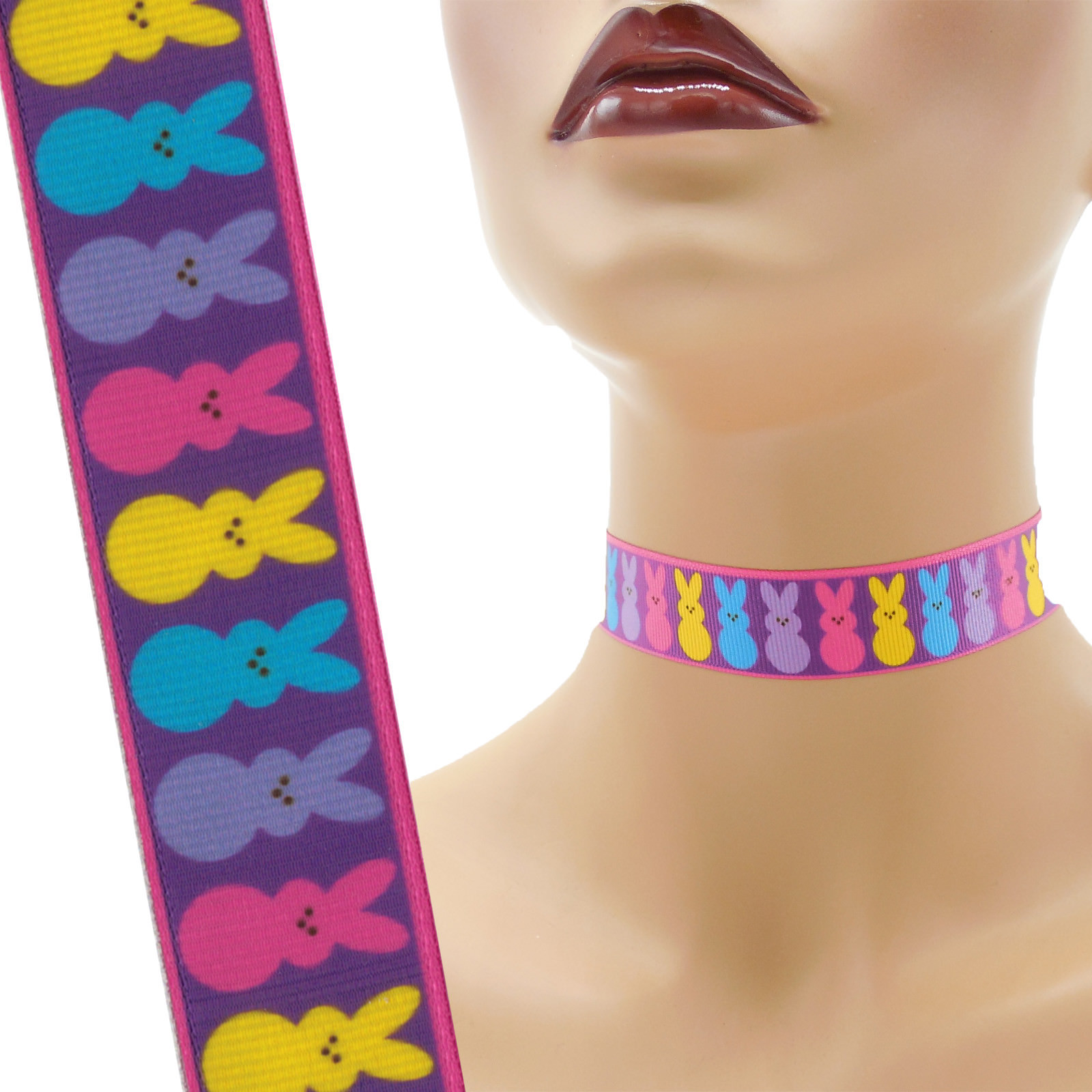 Easter Choker 7/8 inch (22 mm) Custom necklace bunny chick religious crosses +