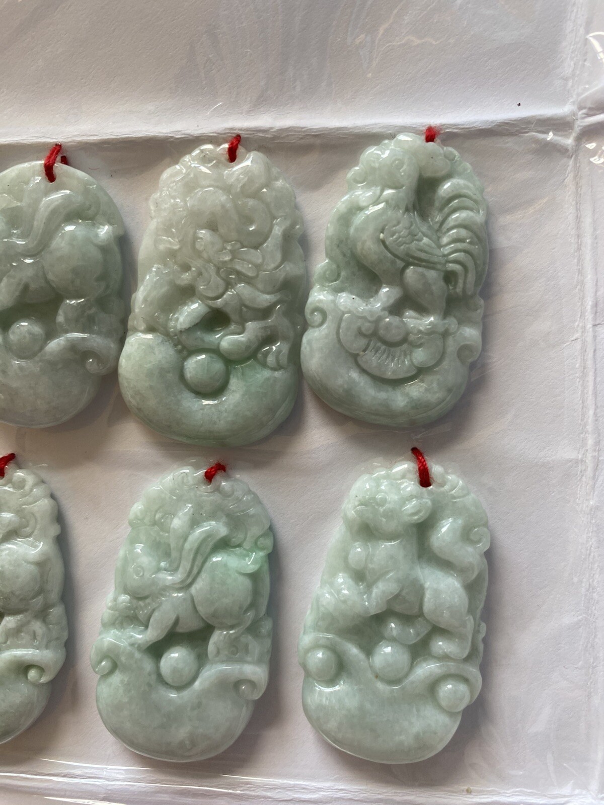 2025 Happy Chinese New Snake Year Set 12 Zodiac Animals Green Jadeite Necklaces