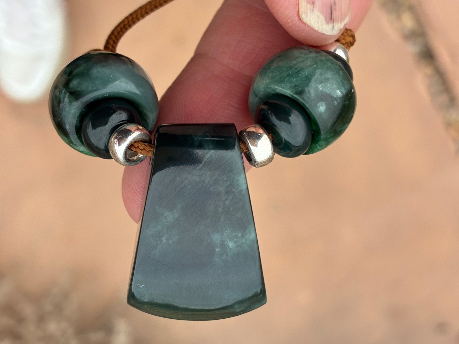 Mayan Mountain Guatemalan Blue Jadeite Pendant Necklace