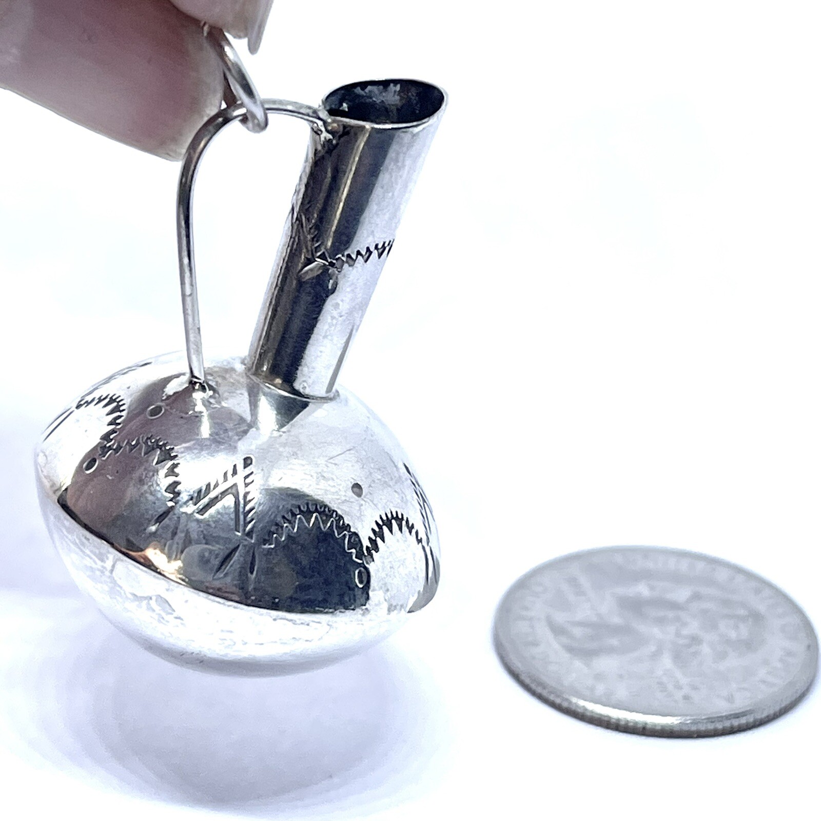 Navajo Water Pitcher Pendant Handmade Sterling Silver Mini Jug Native American