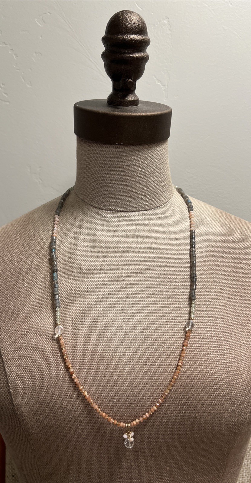 NWT Sundance Catalog Peyote Bird Coral Labradorite Aquamarine Gold Necklace