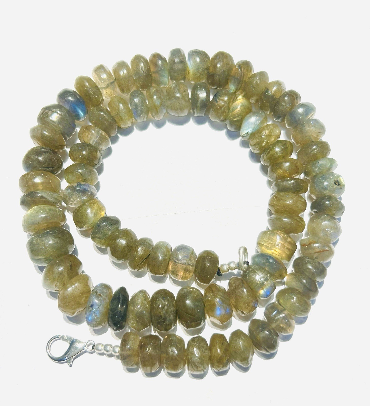 Colorful Labradorite 10-13mm Rondelle Beaded Ready to Wear Necklace 20 inch long