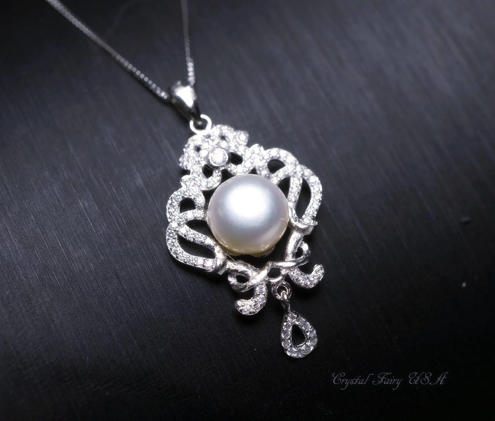 Bridal Genuine Pearl Necklace – 18KGP @ Sterling Silver – Natural Freshwater