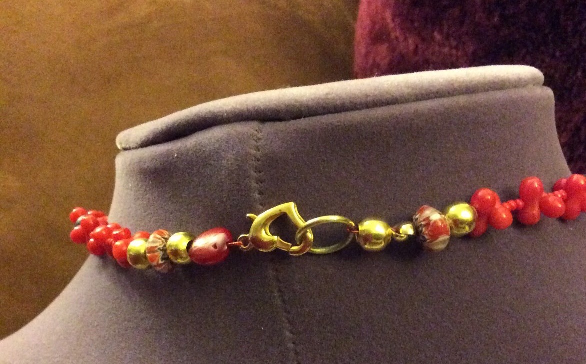 Lapis & Coral In Solid brass FlowerPower Chocker by Dezigns By Zetroc