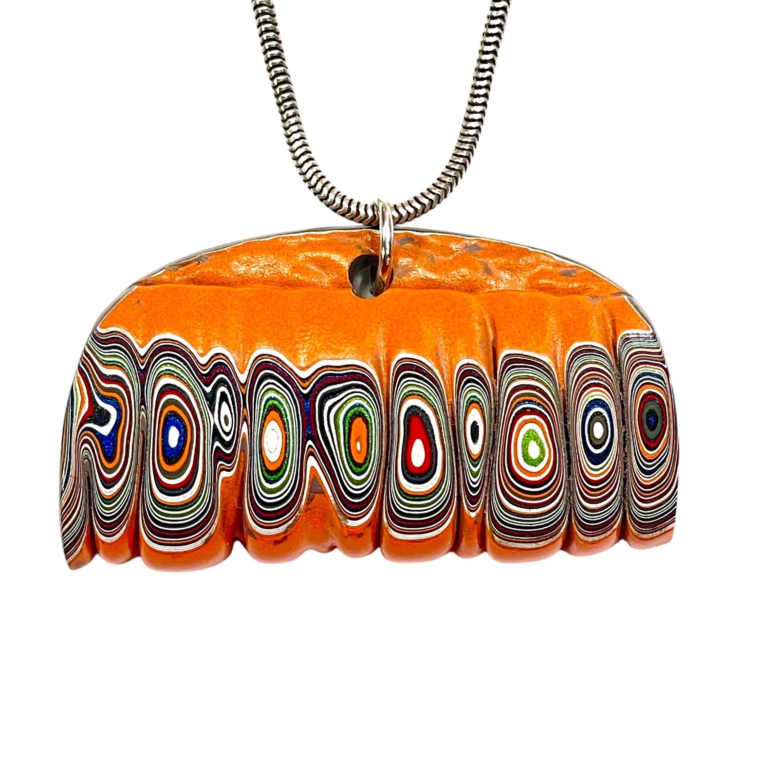 DVH Orange Joose Jp Fordite Pendant Michigan 46x25x9mm (6799)
