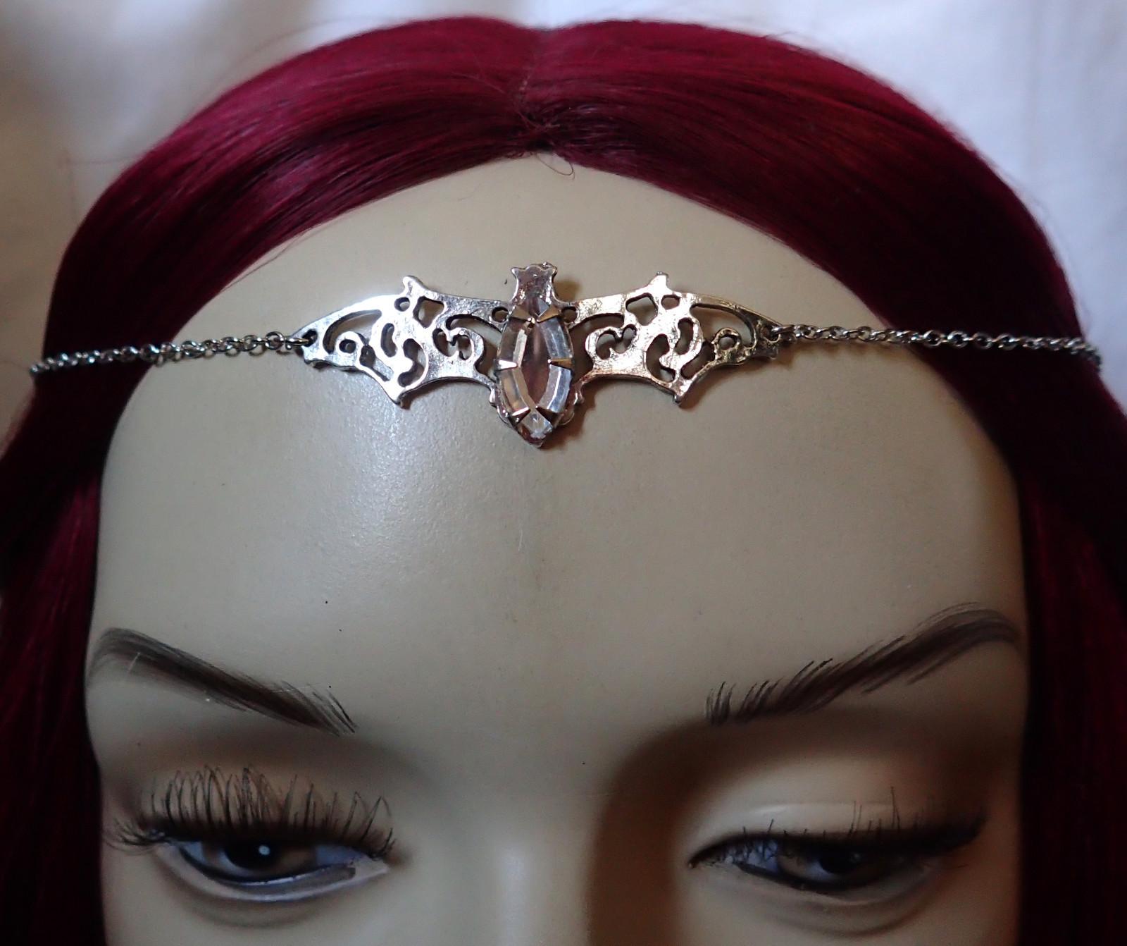 Gothic Vampire Bat Silver Medieval Renaissance Crown Headpiece Circlet Headdress