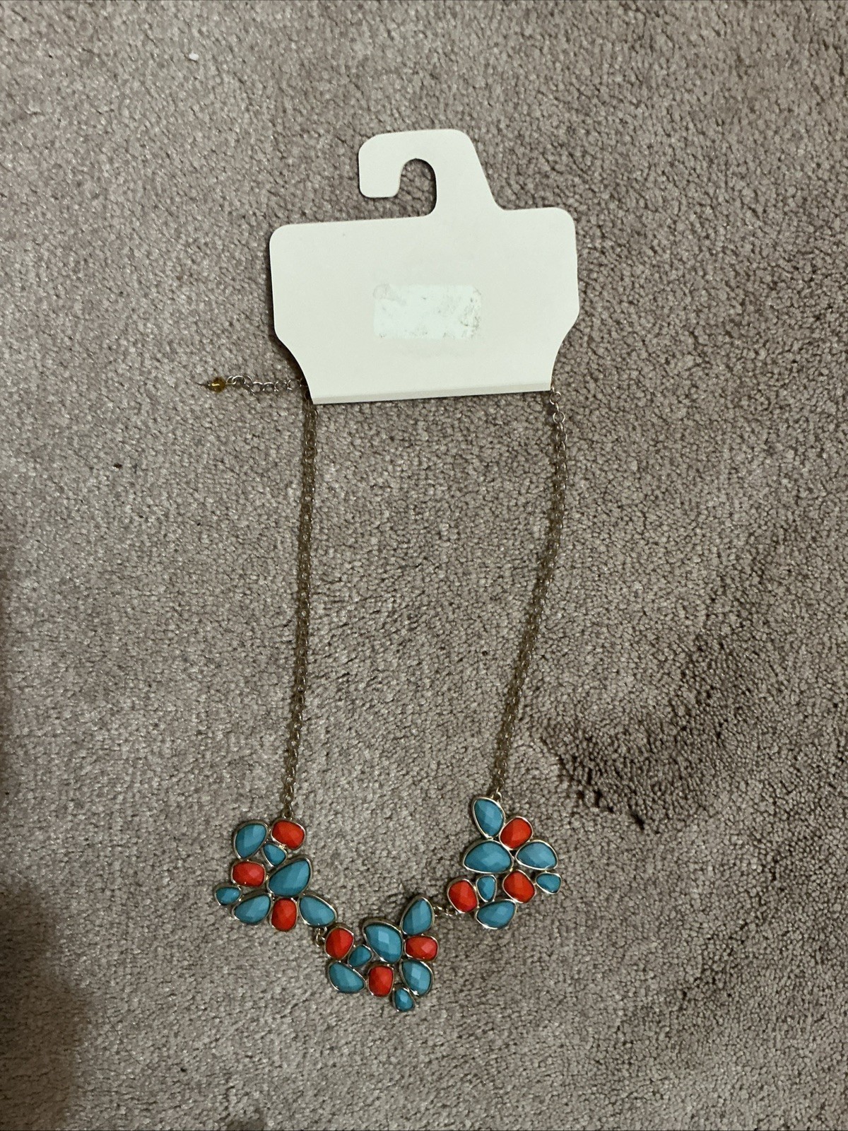 Vintage Color Brand Coral, Turquoise, and Gold Necklace