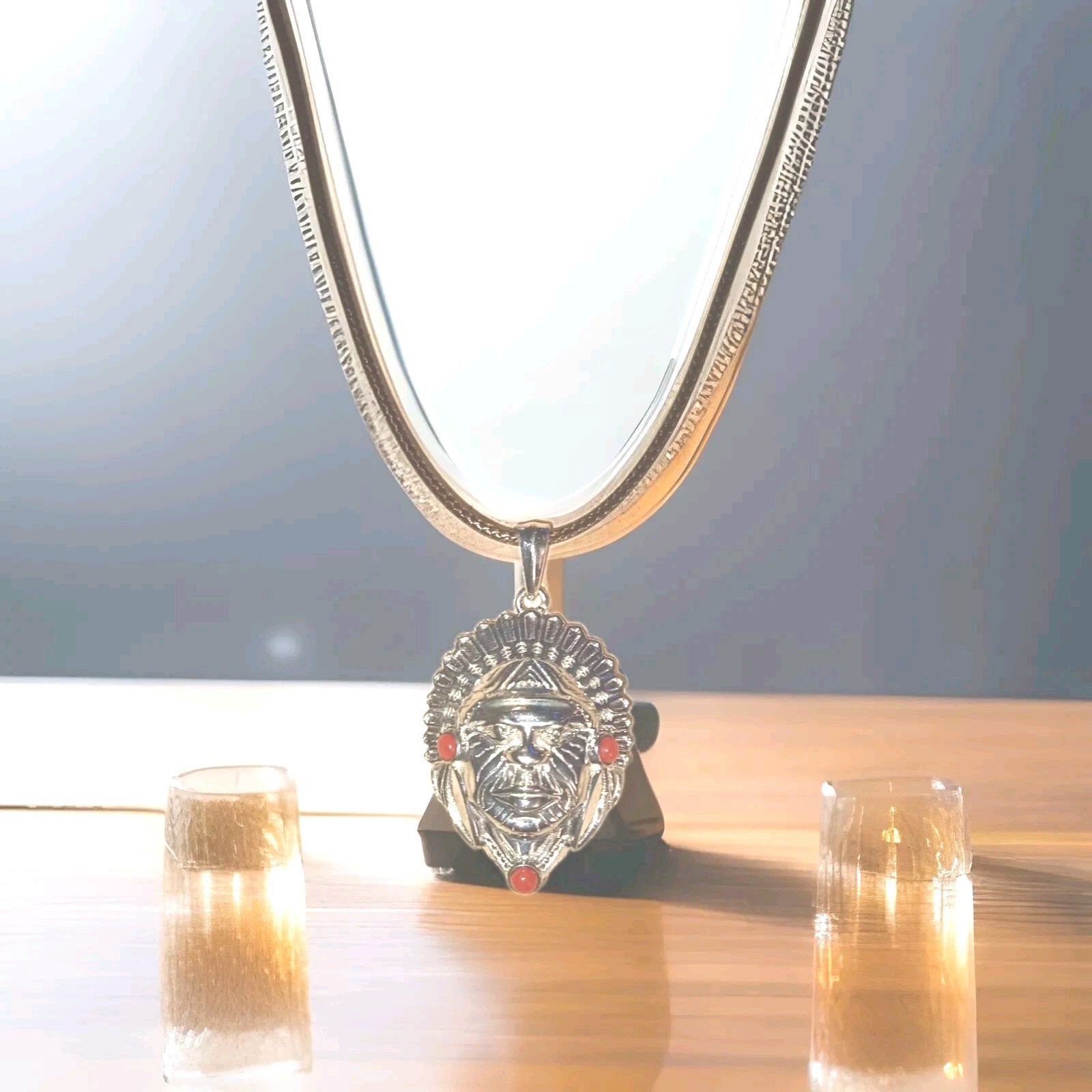 🔥Genuin Mediterranean Coral Indian Chief Pendant W/Magnets For Good Energies🔥
