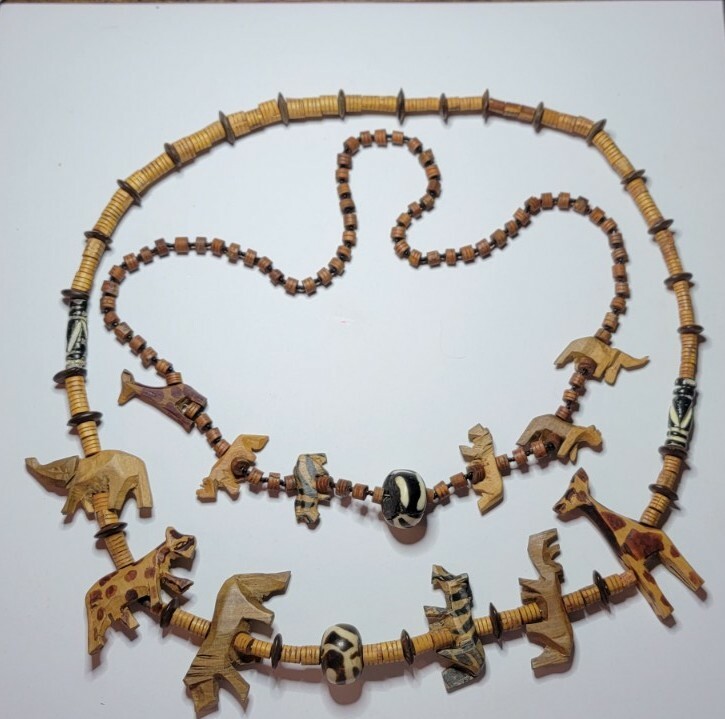 Hand Carved African Wooden Animal Fetish Necklaces