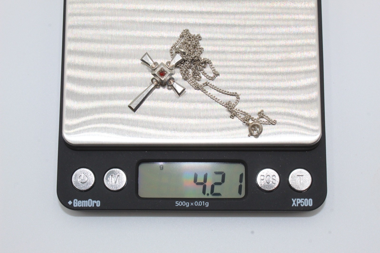 Vintage Artisan 925 Sterling Silver Cross Greek Byzantine Pendant & Chain