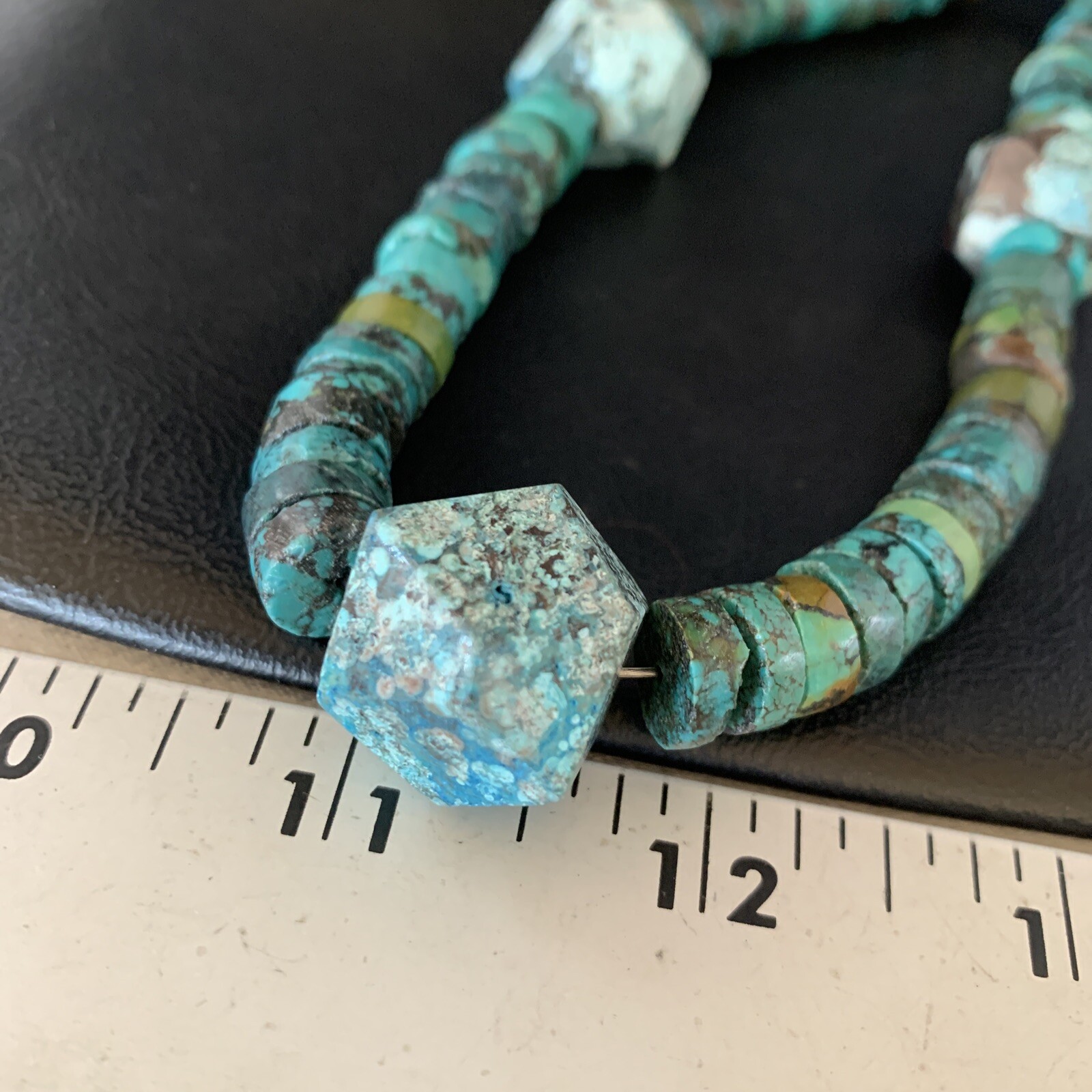 Spider Web Turquoise Heishi Navajo Sterling Silver Necklace 20″ 13892
