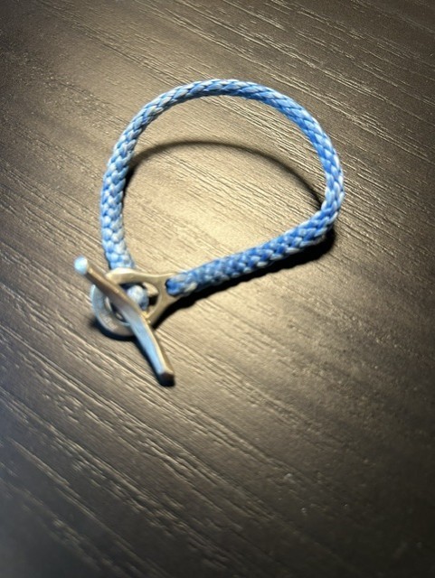 Jill Platner unisex JP Hitch blue cable bracelet with sterling clasp orig $275