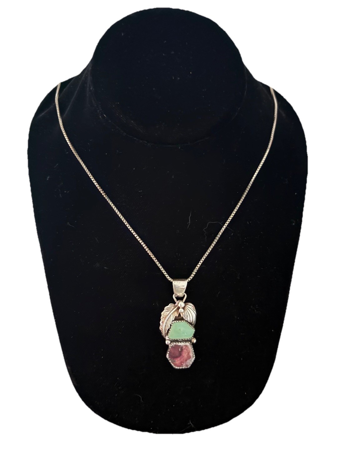 Carolyn Pollack Relios Sterling Variscite & Rhodonite Navajo Pendant Necklace
