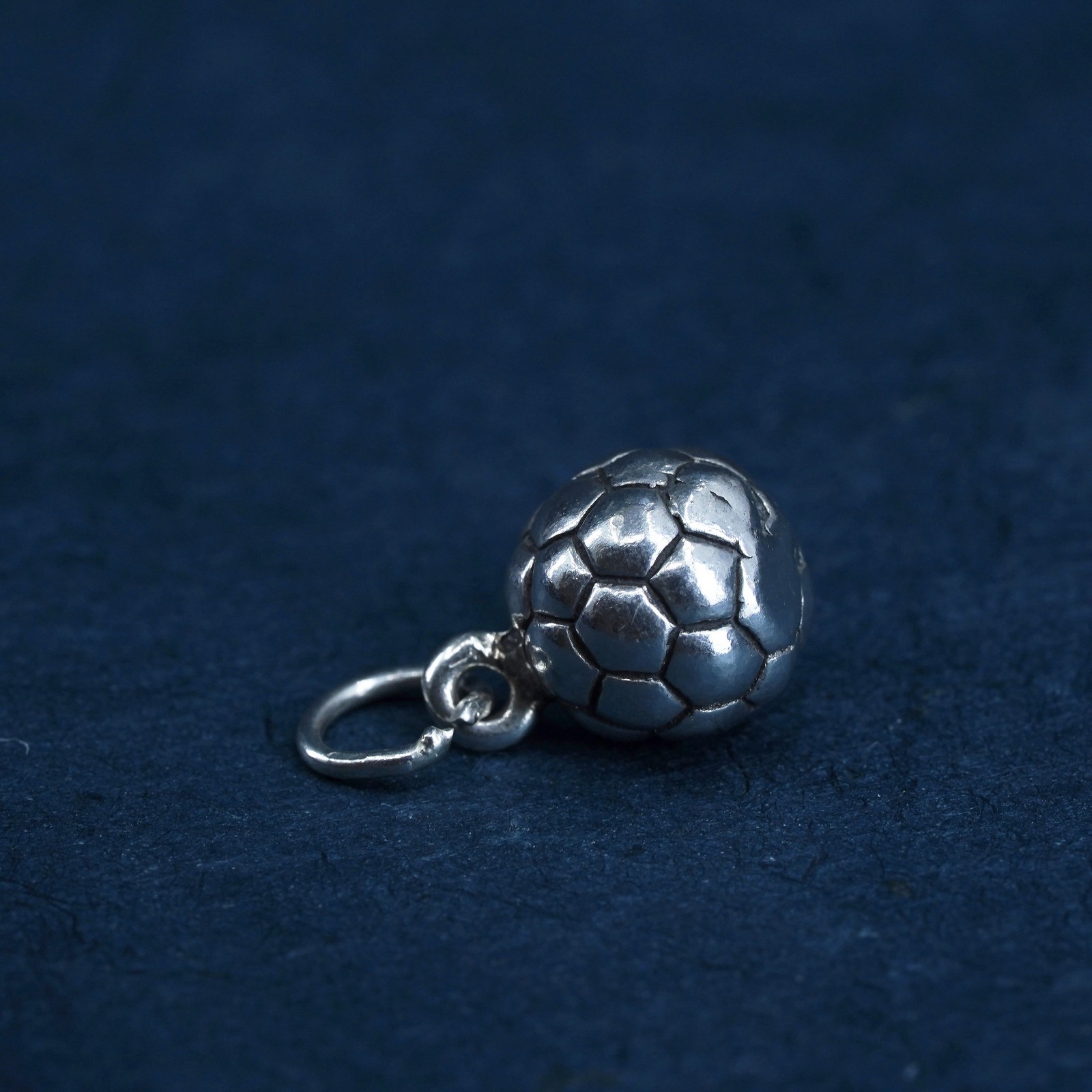 Sterling silver handmade pendant, solid 925 silver football , soccer charm