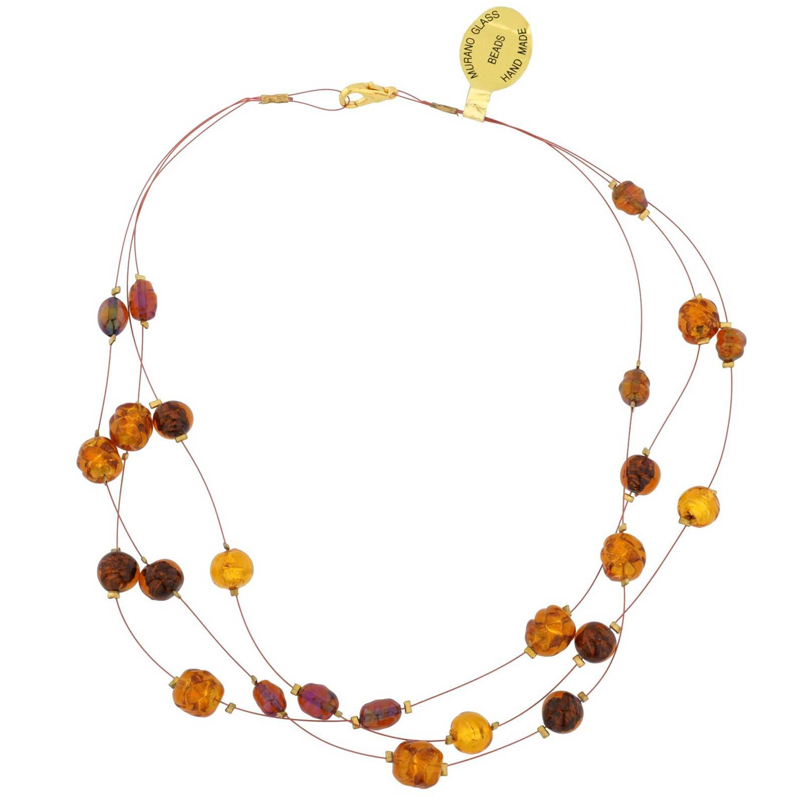 GlassOfVenice Antique Venetian Beads Murano Glass Necklace – Golden Brown