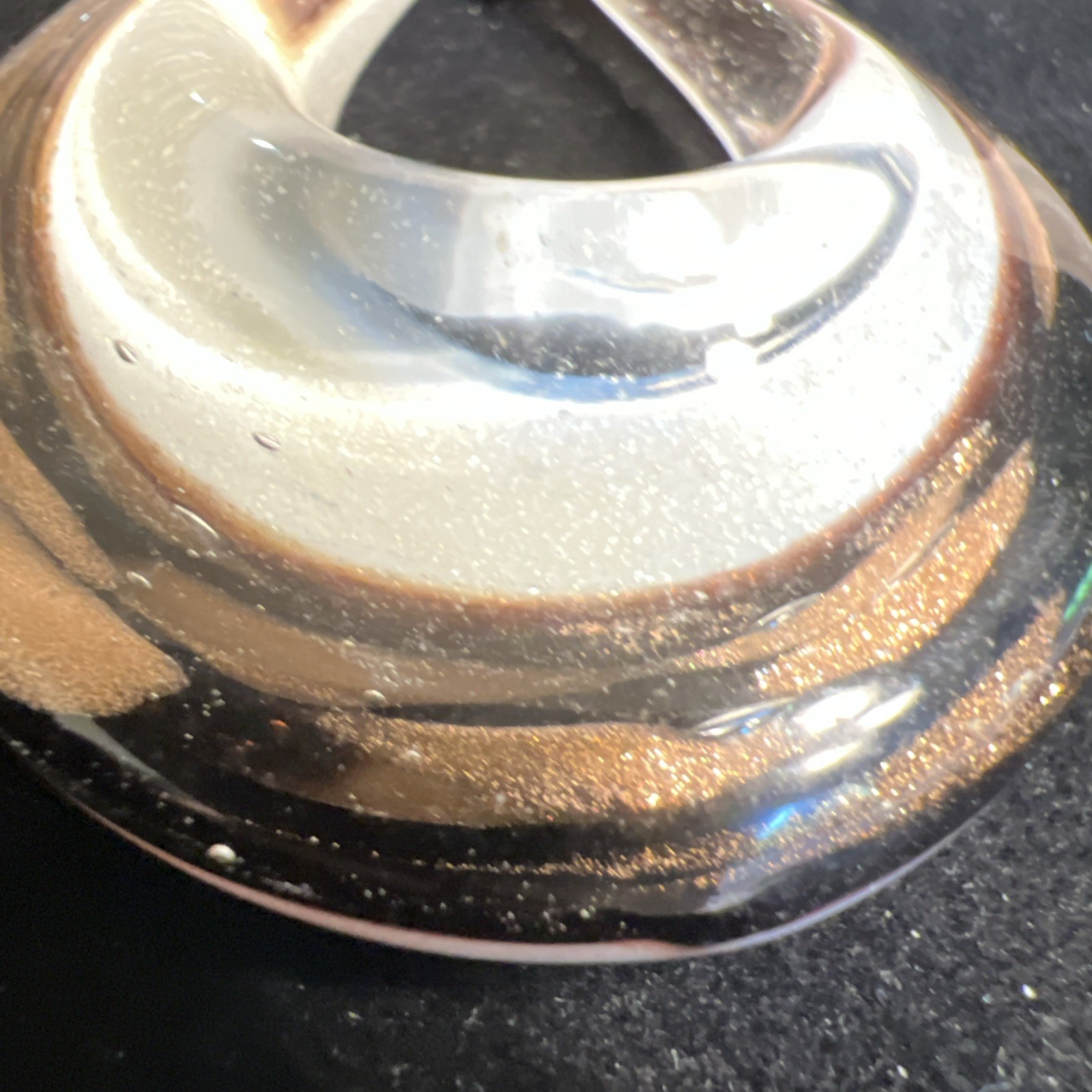 Art Glass Pendant White Black Copper Metallic