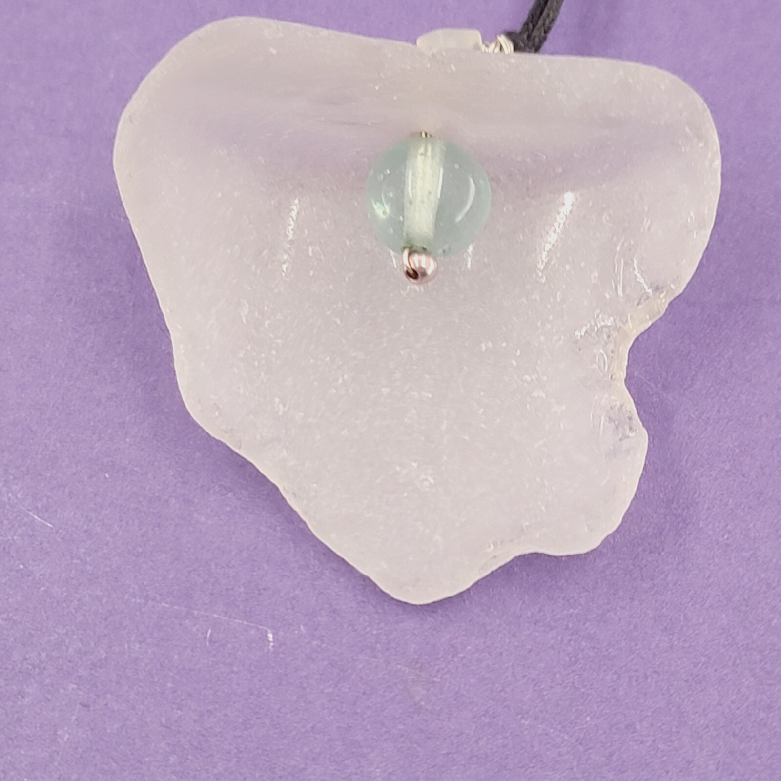 Frosted Sea Glass Pendant Necklace 18″