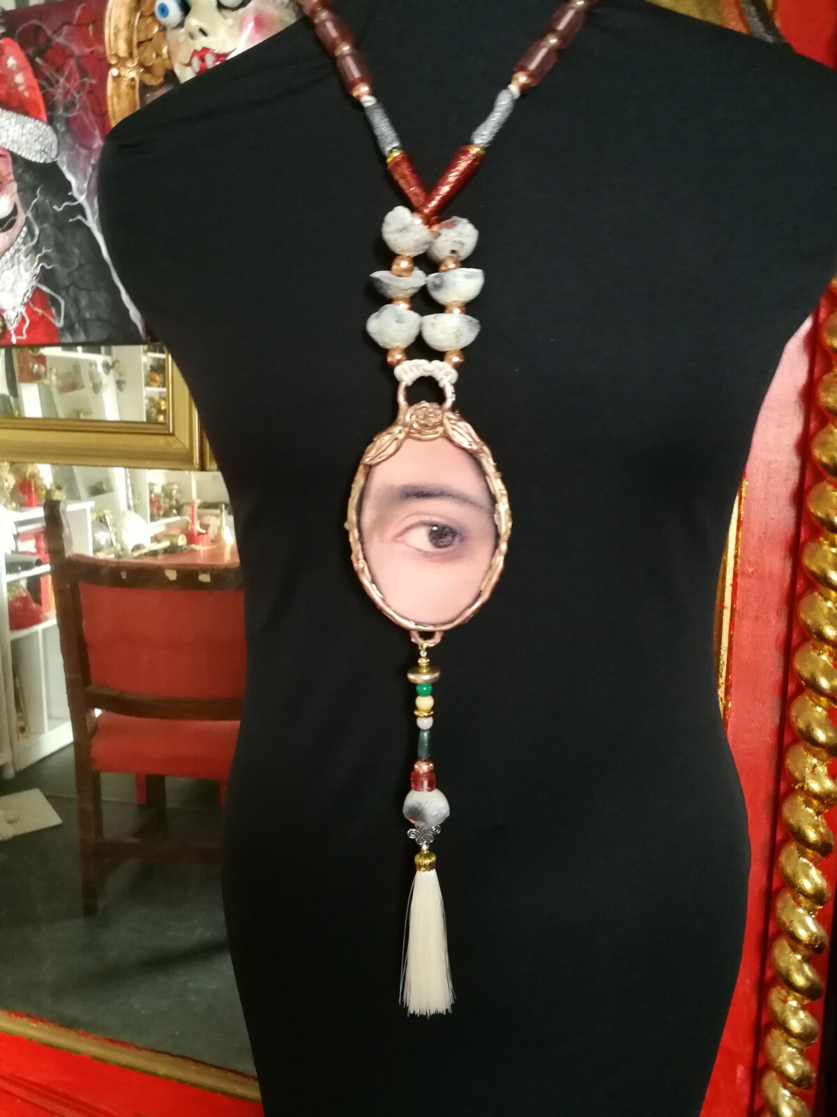 necklace women fine jewelry vintage jewel antique style talisman art nouveau eye