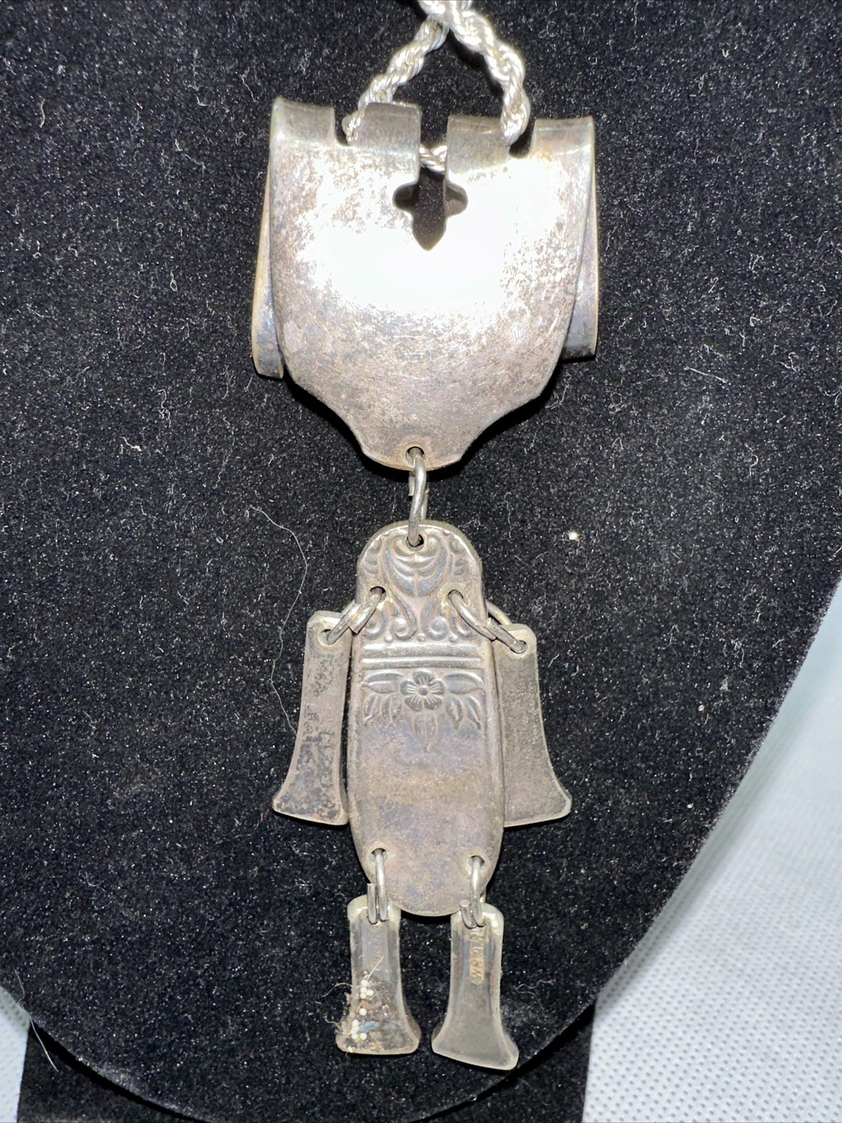 Handmade Silverplate Full Body Girl Silverware Pendant