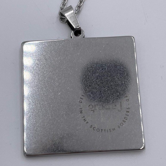 Gracie J Scottish Tartan Plaid Square Pendant Necklace Purple Made in Scotland