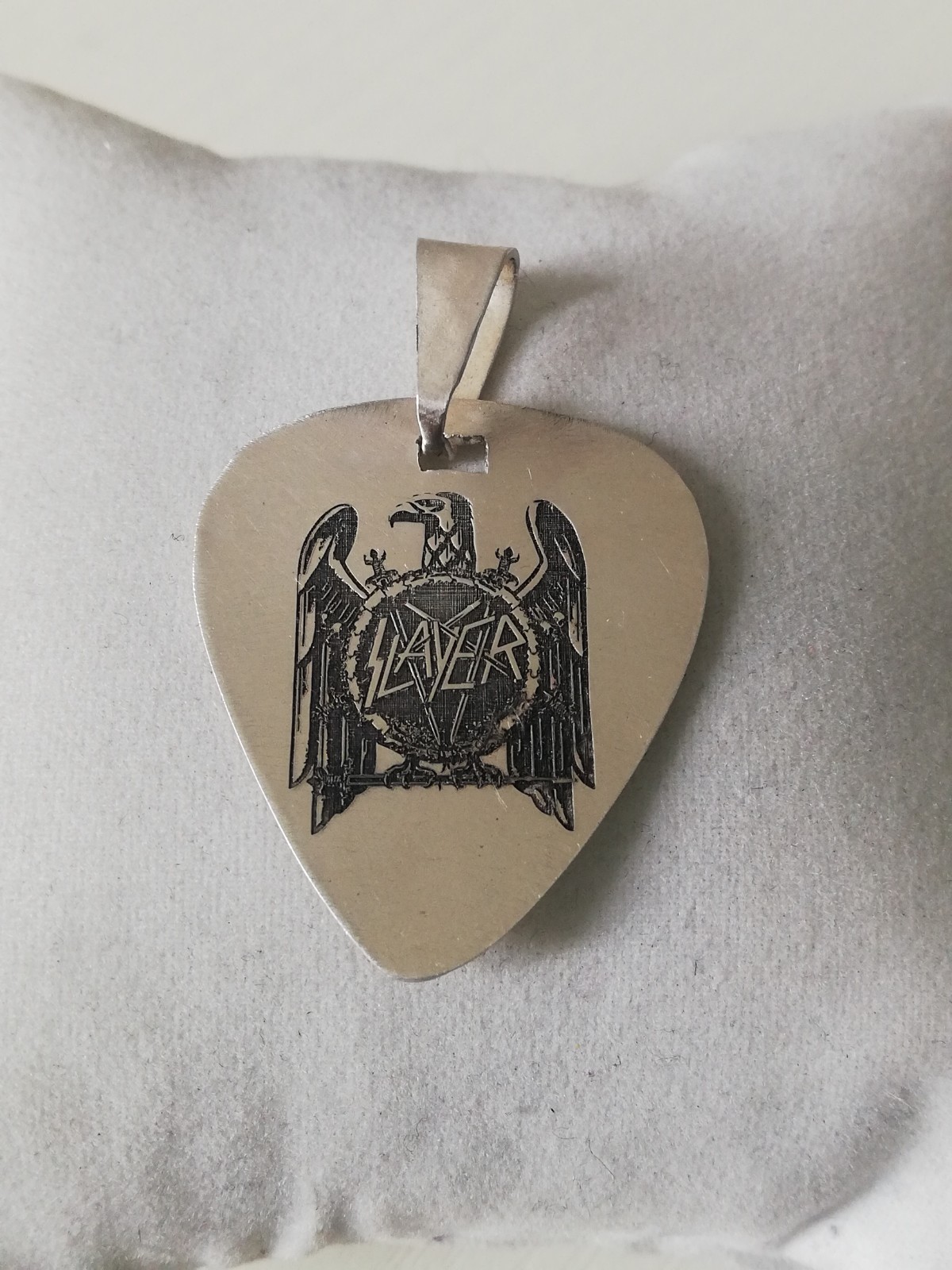 .925 Solid Silver Slayer Men’s Guitar Pick Metal Rock Band Biker Pendant New.