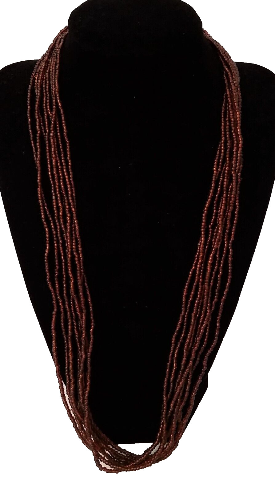 Handmade Necklace GLASS BEADS SPARKLING BROWN Tone Bohemian 24 inch 8 Strands