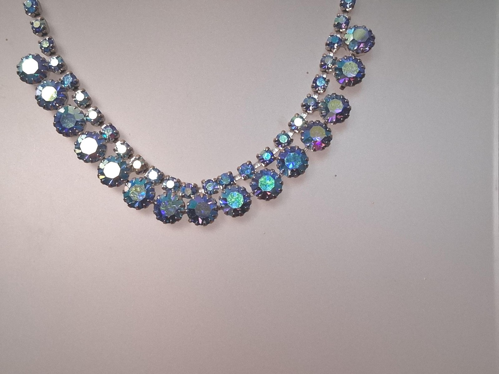 Vintage Aurora Borealis Rhinestone Necklace AB Stones