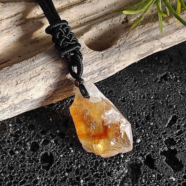 Raw Citrine Crystal Pendant Healing Balance Spiritual Necklace Women Men