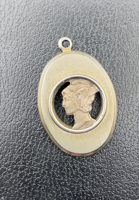 Vintage Cut Out Mercury Dime Pendant- Artisan