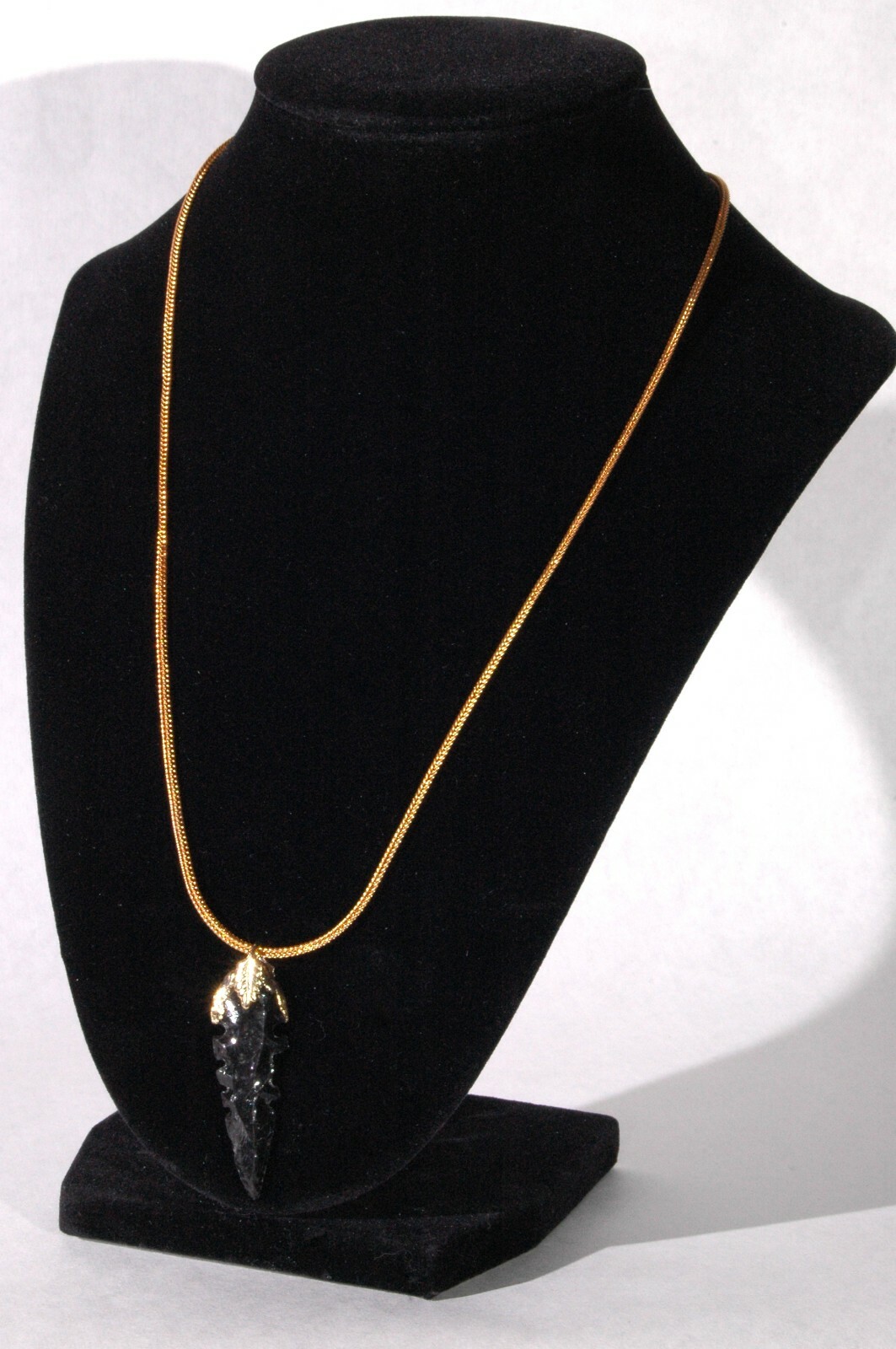 N007 Black Obsidian Arrowhead Necklace Handcrafted in USA by Master Lapidist