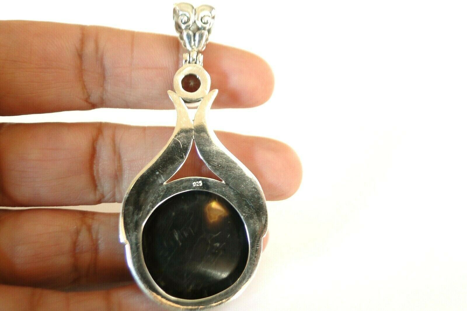 Round Blister Pearl Blue Topaz 925 Sterling Silver Pendant