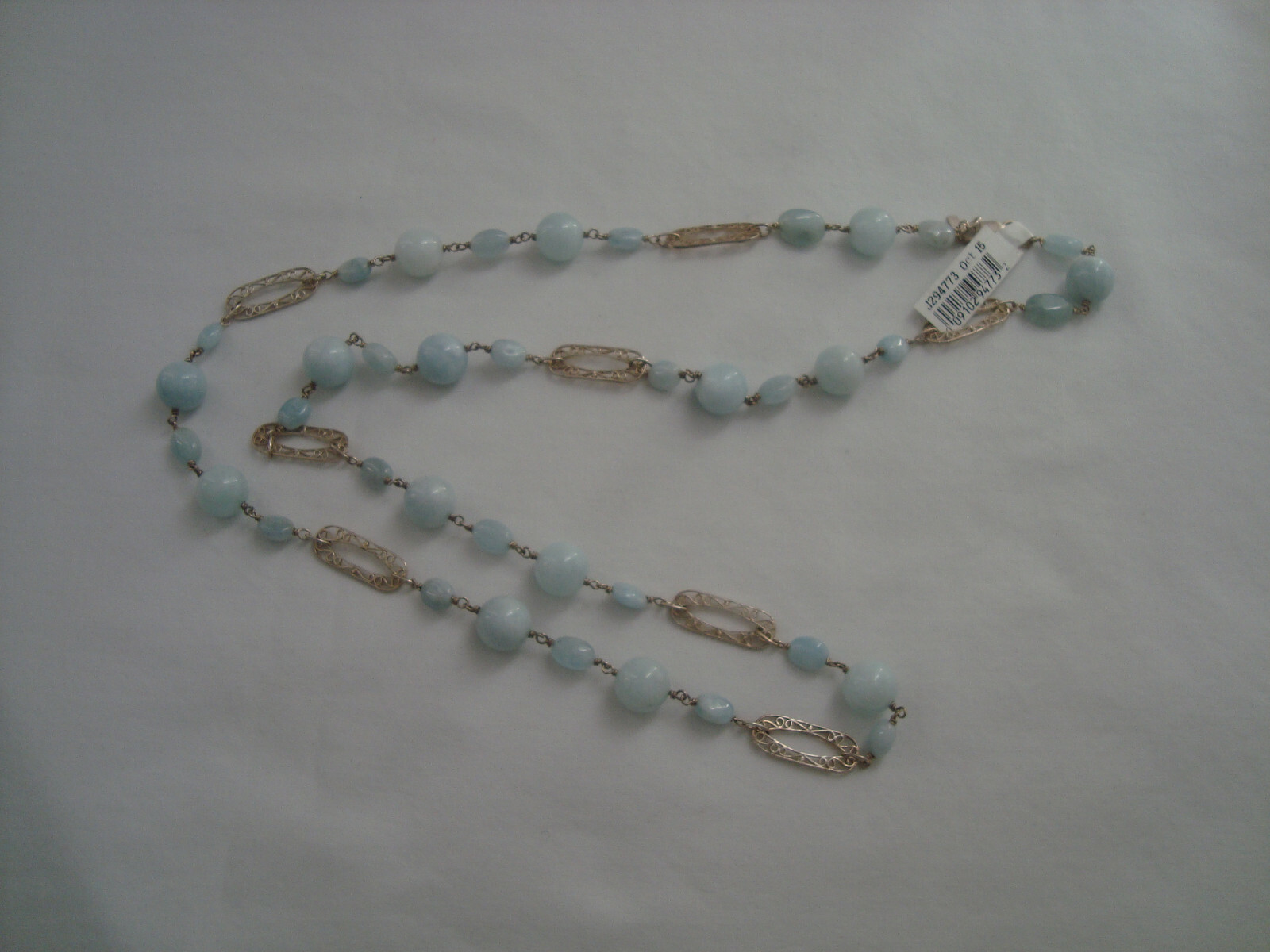 NWT Sterling 925 Milky Aquamarine 36″ Bead Necklace Artisan Crafted 227.50ct tw