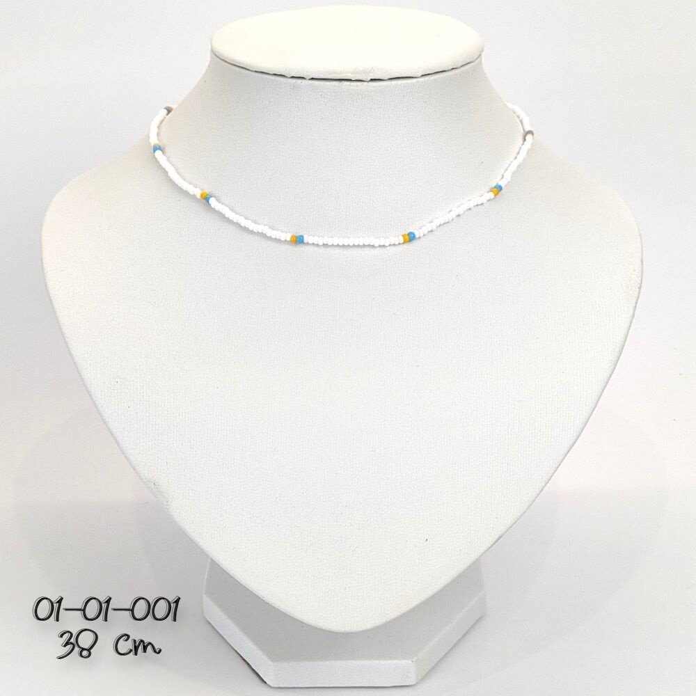 Handmade Beaded Choker Necklace Colors Of Bravery Series [White]