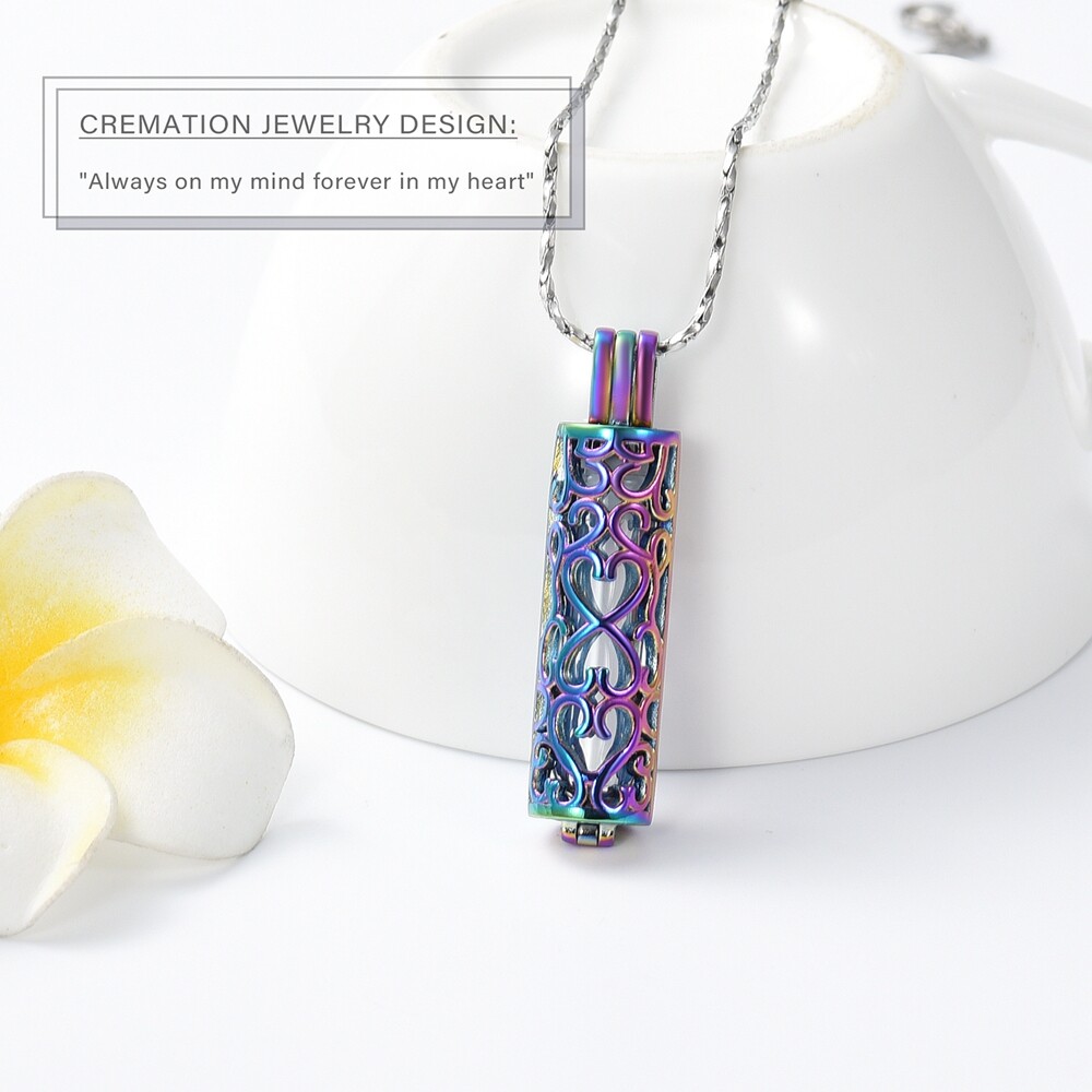 Hollow Cylinder Vial Cremation Urn Pendant Necklace Urn Ashes Cremation Keepsake