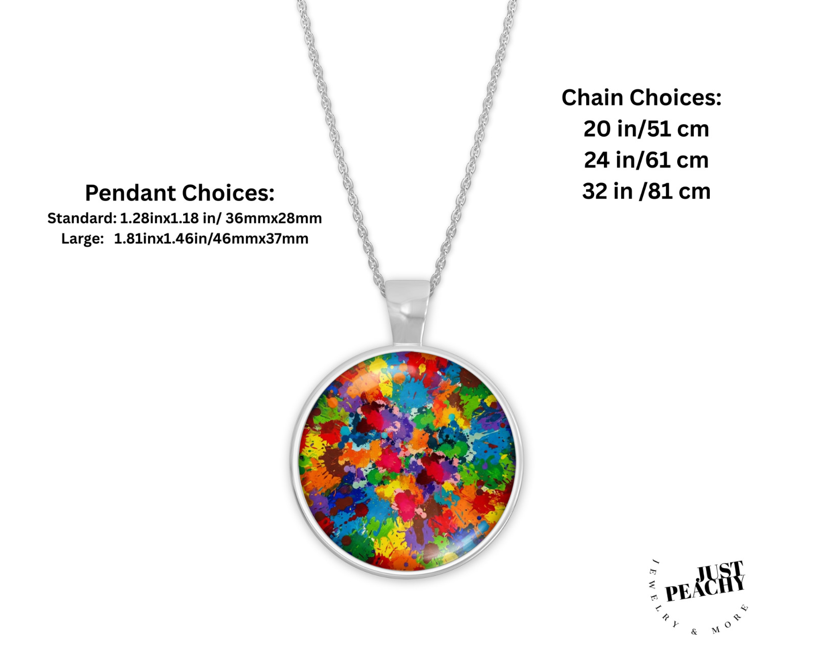 Vibrant Bold Multicolor Abstract Art Silver Jewelry Necklace Set
