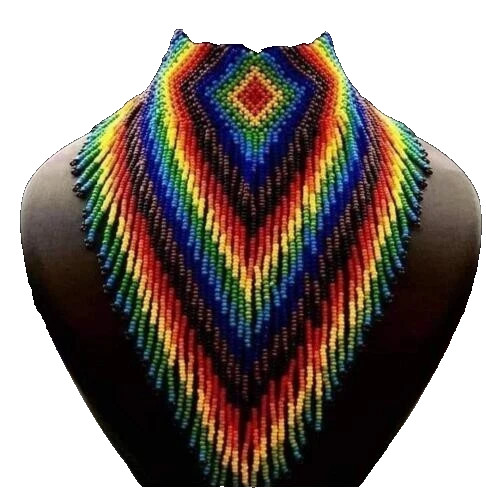 Handmade Necklace Seed Bead Boho American Style Nativ Beaded Multi Strand Gifts