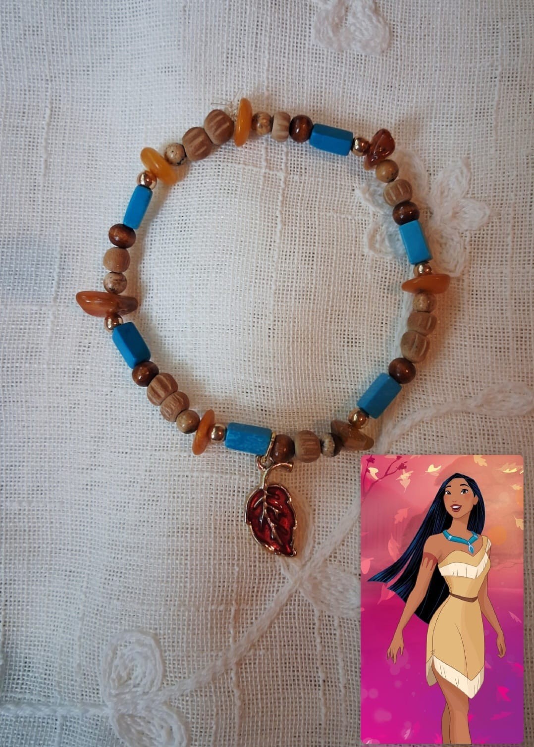 Handmade Pocahontas Disney Princess Bracelet Blue and Warm Tones