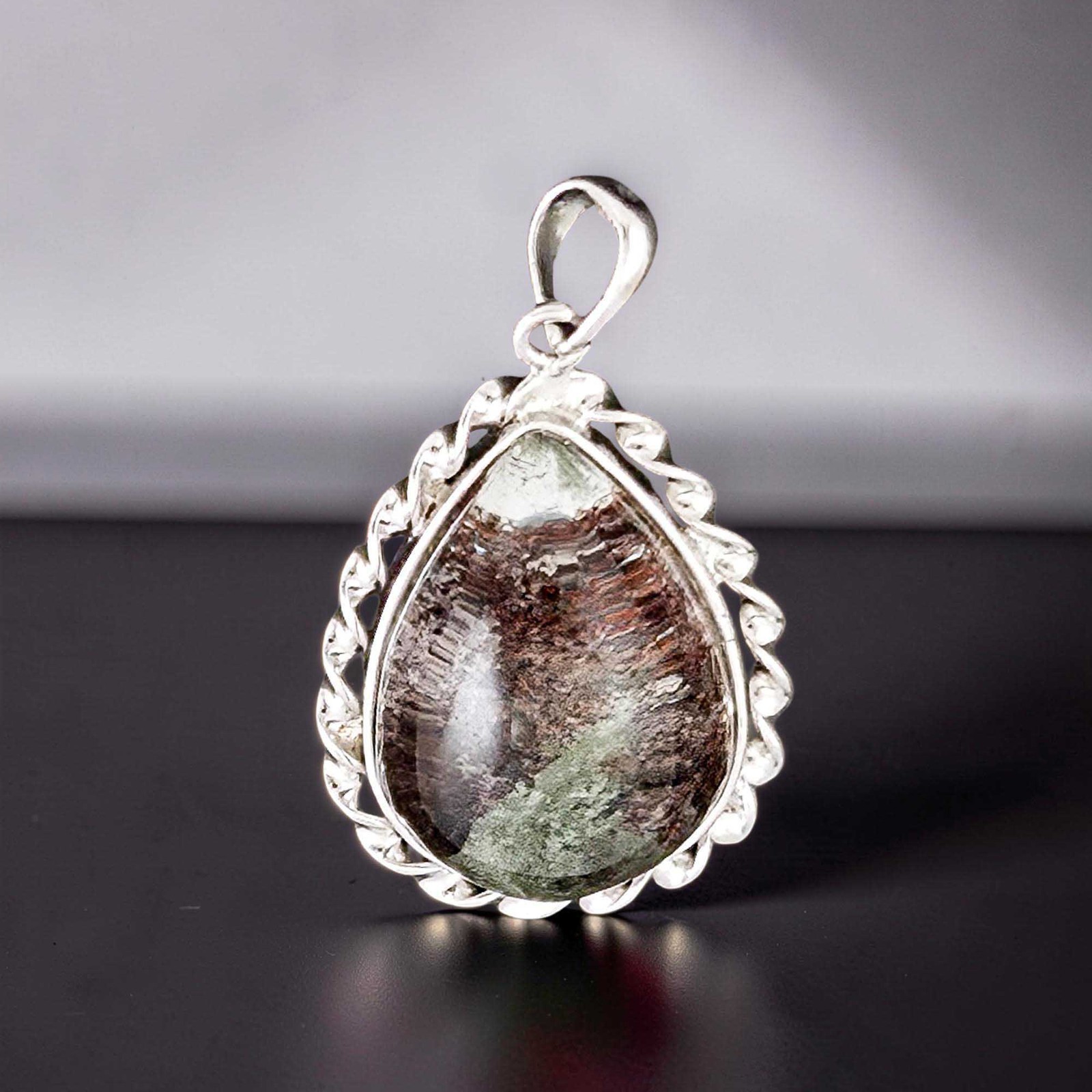 Seafoam Quartz Crystal Sterling Silver Pendant