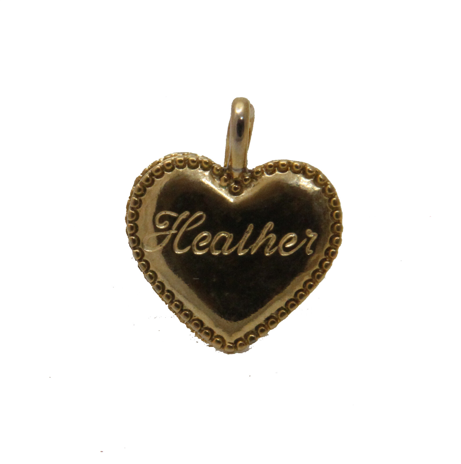 Vintage Gold Heart Pendant with etched name – HEATHER