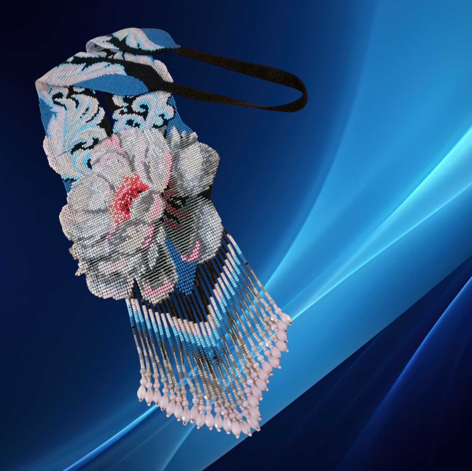 Luxurious peonies made from Czech beads-Statement Jewelry Piece| Handmade gerdan