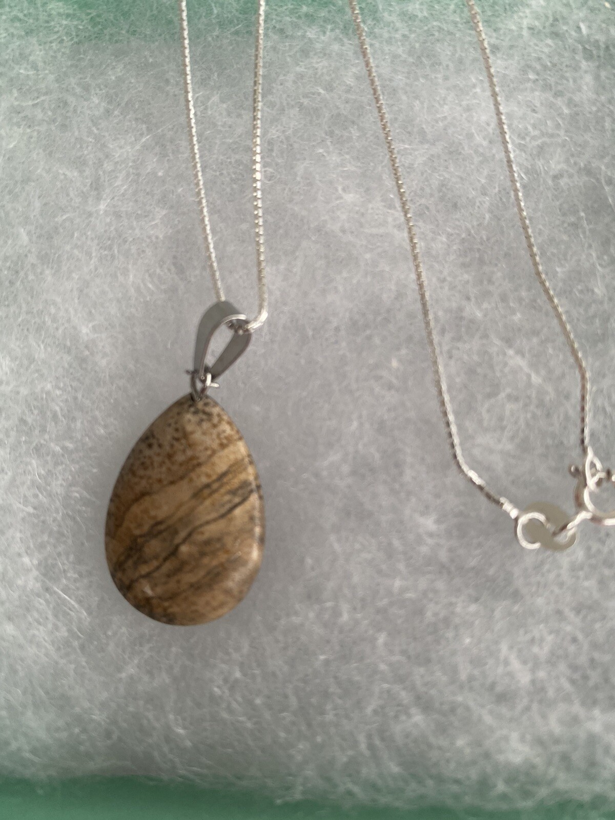 Sandstone Tear Drop Necklace Sterling Silver 16”