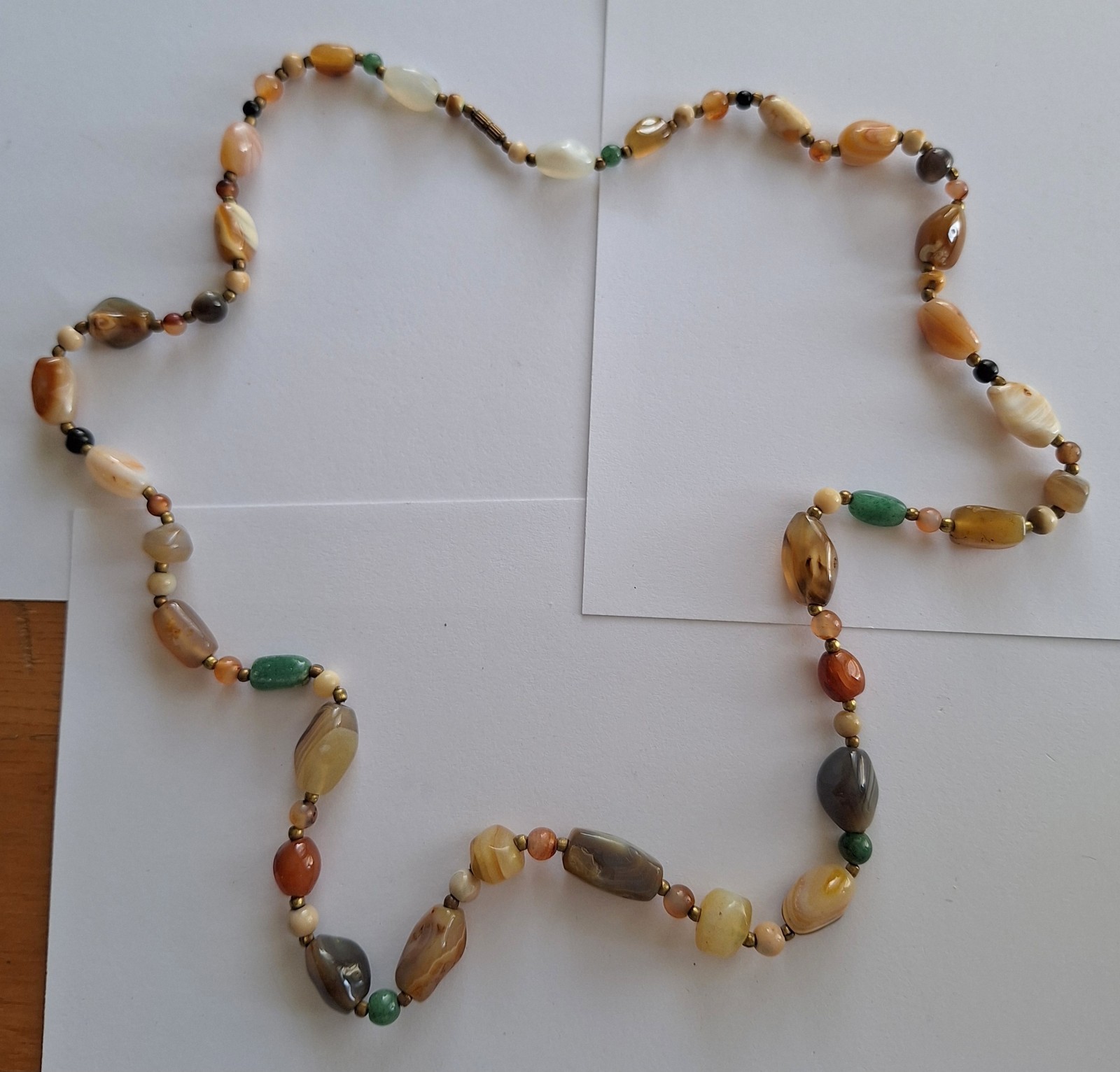 Beautiful Versatile Natural Polished Agate Jasper Adventurine Strung Necklace