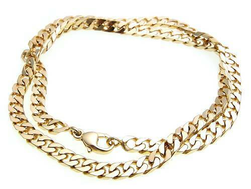Necklace Flat Curb Chain Double Gold Plated 5.5 Mm 45 Gold Plated