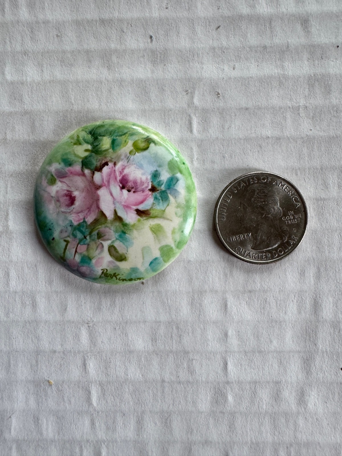Vintage, antique look in a one of a kind hand painted china pendant