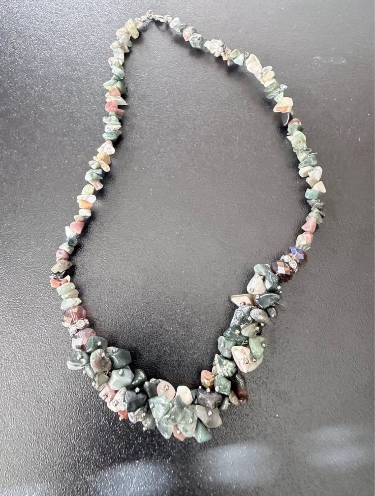 Multicolor agate chip beaded statement necklace and earrings set